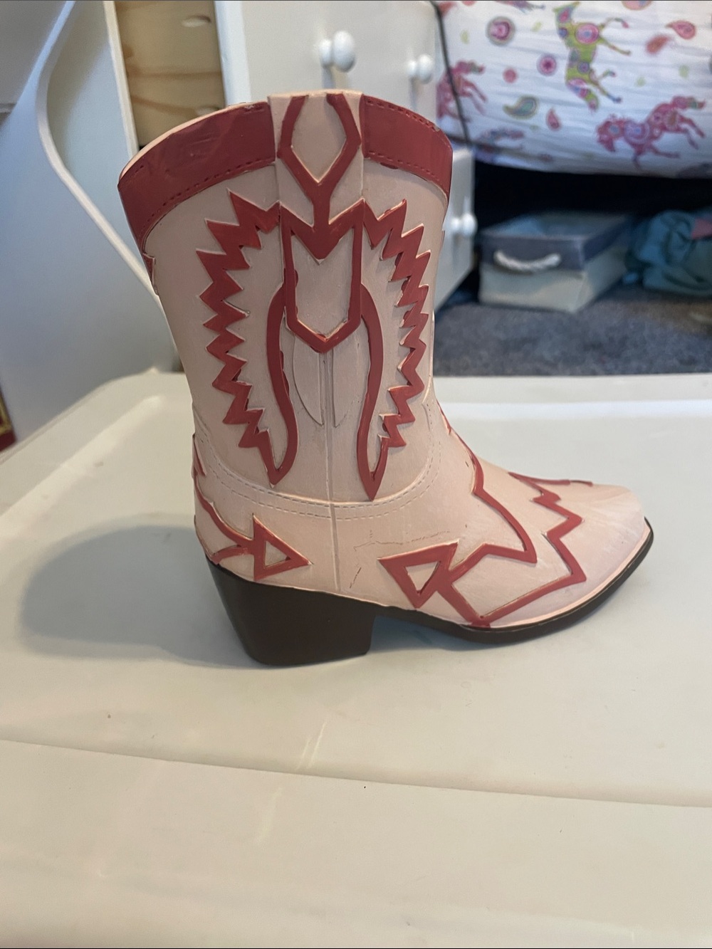 Western boot decoration- Pink and Red Cowboy Style